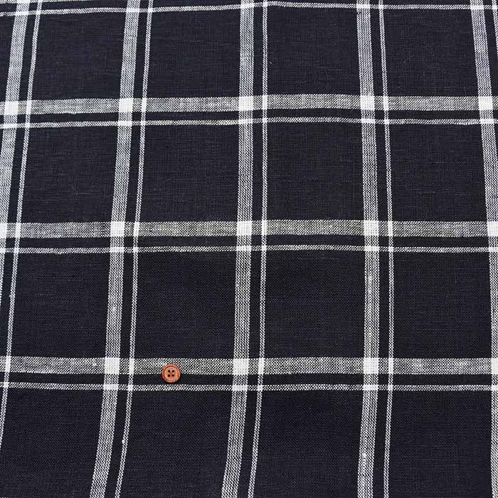 Yarn-dyed linen fabric Check - nomura tailor