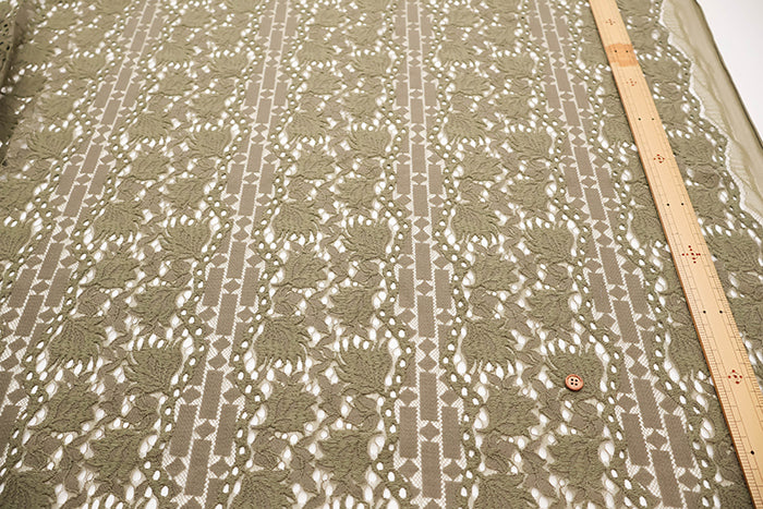 Cord Lace Fabric - Stripe Flower - nomura tailor