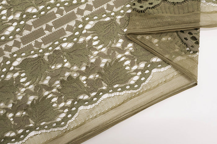 Cord Lace Fabric - Stripe Flower - nomura tailor