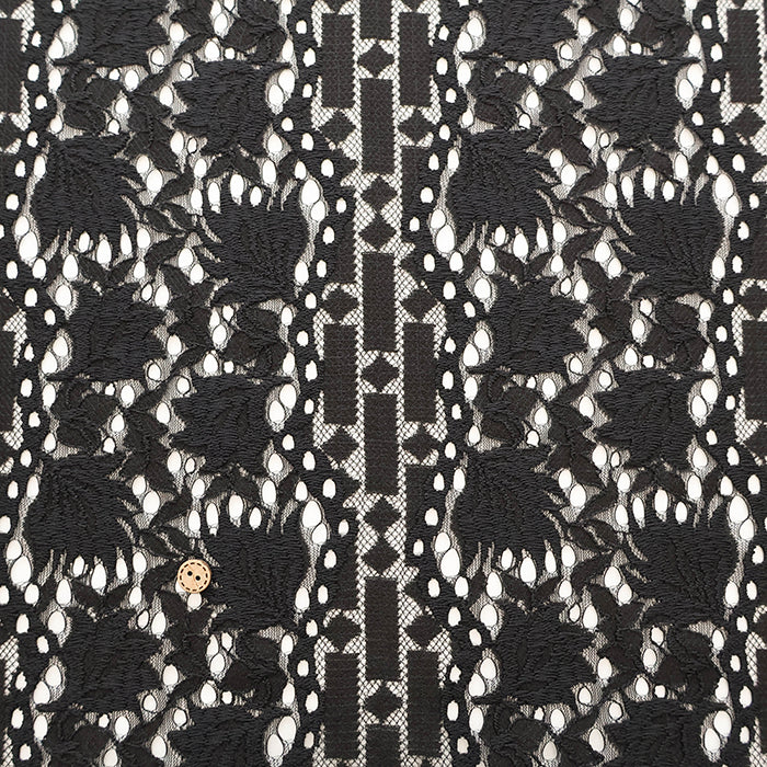 Cord Lace Fabric - Stripe Flower - nomura tailor