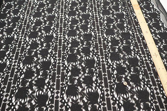 Cord Lace Fabric - Stripe Flower - nomura tailor