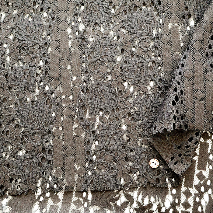 Cord Lace Fabric - Stripe Flower - nomura tailor