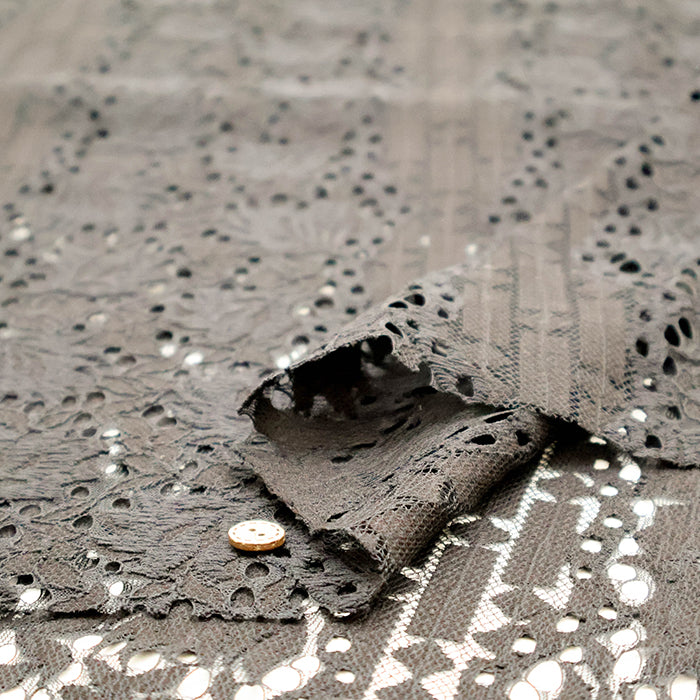 Cord Lace Fabric - Stripe Flower - nomura tailor