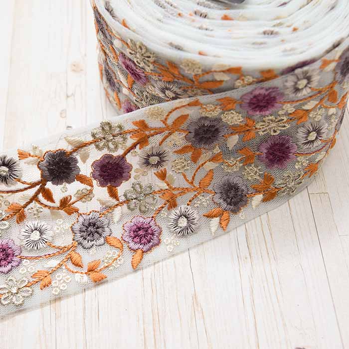 Indian Embroidered Ribbon - Approx. 70mm Width - nomura tailor