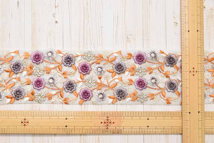 Indian Embroidered Ribbon - Approx. 70mm Width - nomura tailor