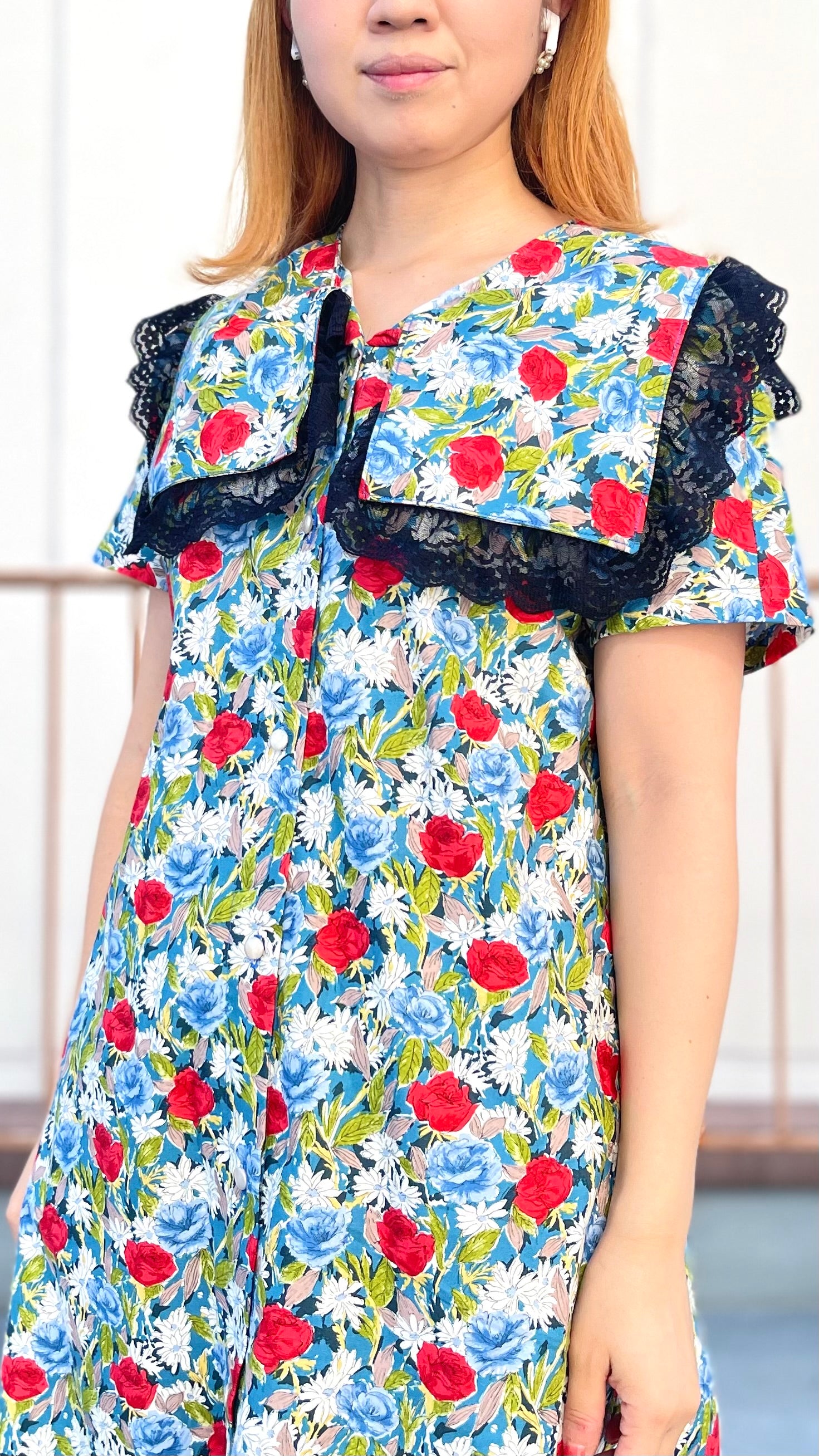 Cotton Square Printed Fabric - Art Flower - nomura tailor