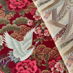 Cotton Muslin Japanese Pattern Printed Fabric - Blooming Crane - nomura tailor