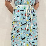 Cotton Morley Cross Print Fabric Paper Message Cat and Table Fruit - nomura tailor
