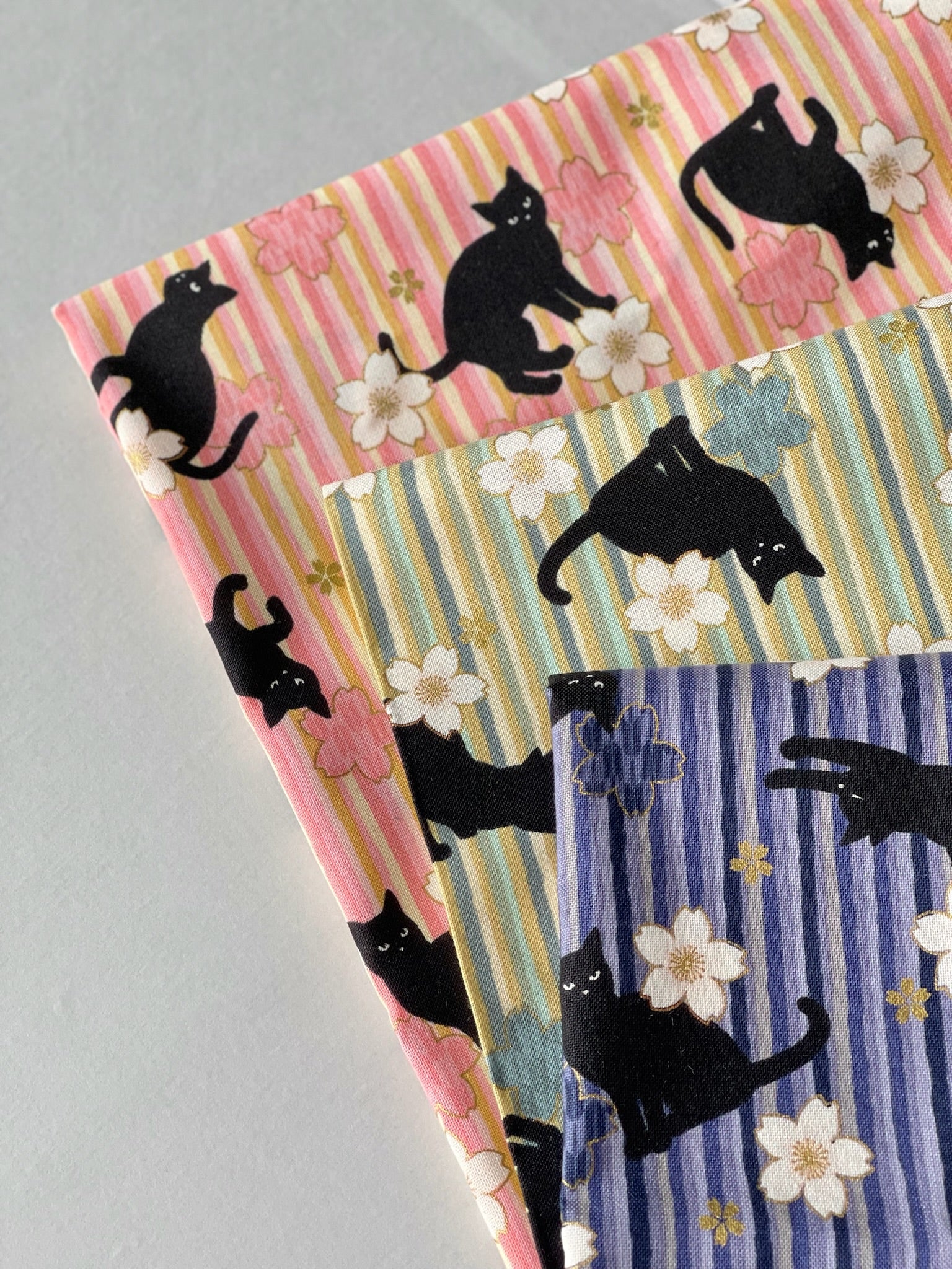 Cotton muslin Print Fabric - Blooming Orchids - Cherry Blossoms, and Cat - nomura tailor