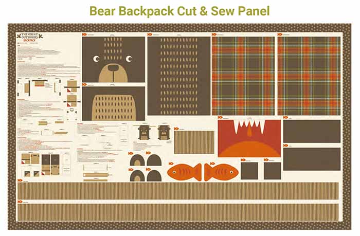 ≪USA Cotton moda THE GREAT OUTDOORS Bear Backpack Panel Pattern [1 pattern approx. 91cm×145cm - nomura tailor