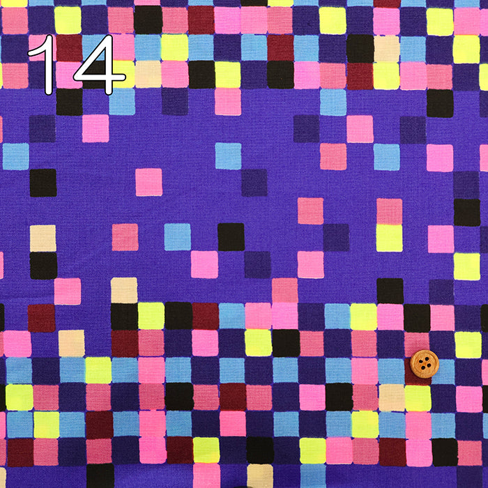 USA Cotton Ruby Star Society GLOW GARDEN PIXELS - nomura tailor