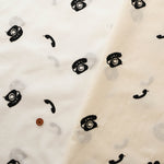 Cotton Cambric Embroidered Fabric - Retro Appliances, Black Telephone - nomura tailor