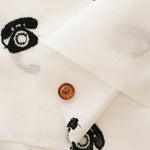 Cotton Cambric Embroidered Fabric - Retro Appliances, Black Telephone - nomura tailor