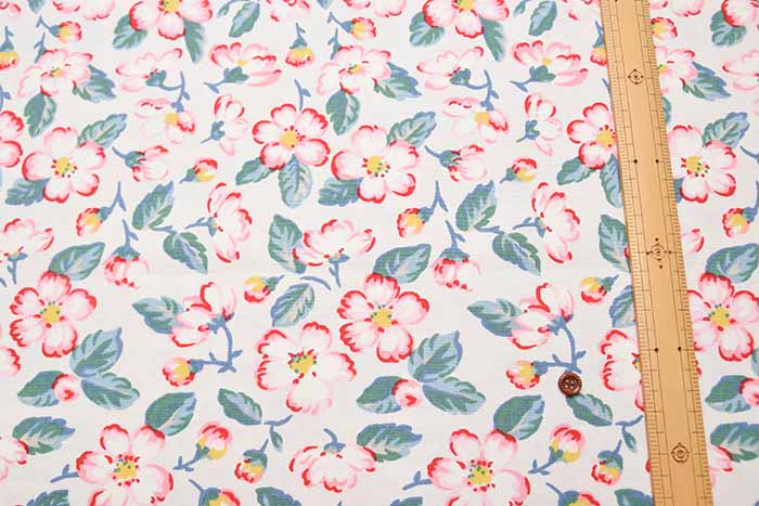 Cotton Light Canvas Fabric <Climbing Blossom Blush> by Cath Kidston - nomura tailor