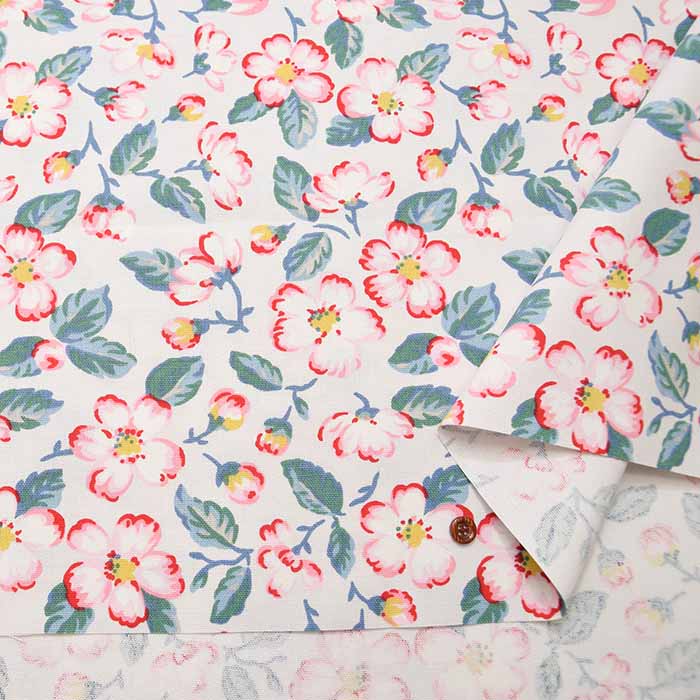 Cotton Light Canvas Fabric <Climbing Blossom Blush> by Cath Kidston - nomura tailor