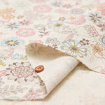 C/L Canvas Printed Fabric - Flower and Rabbit - nomura tailor