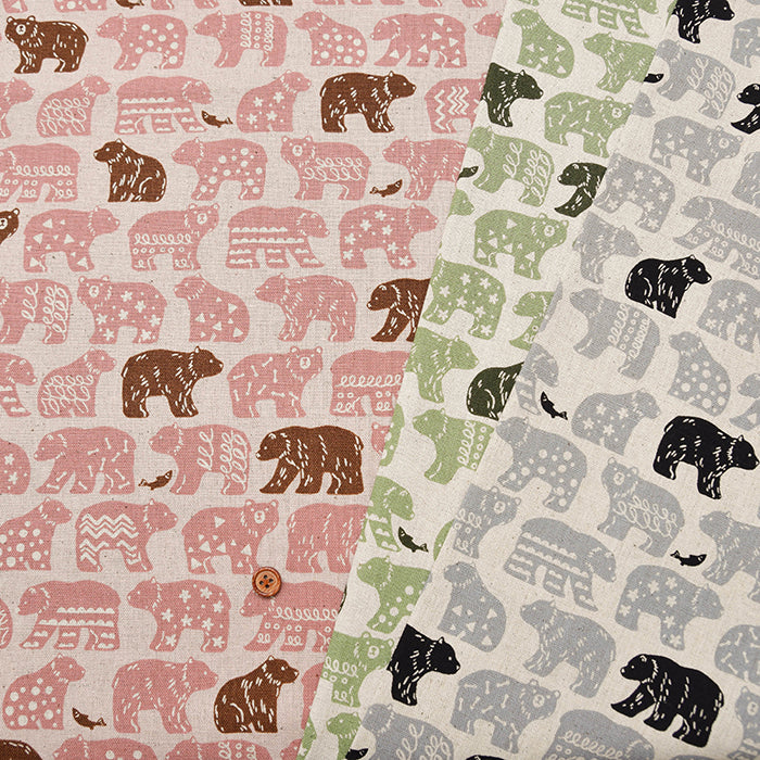 C/L Canvas Printed Fabric - Bear - nomura tailor