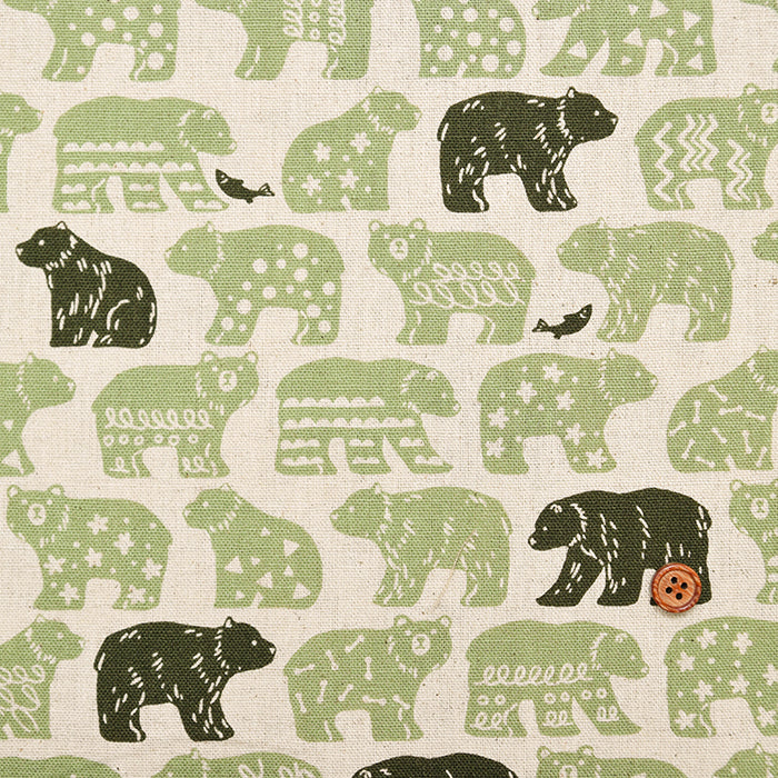 C/L Canvas Printed Fabric - Bear - nomura tailor