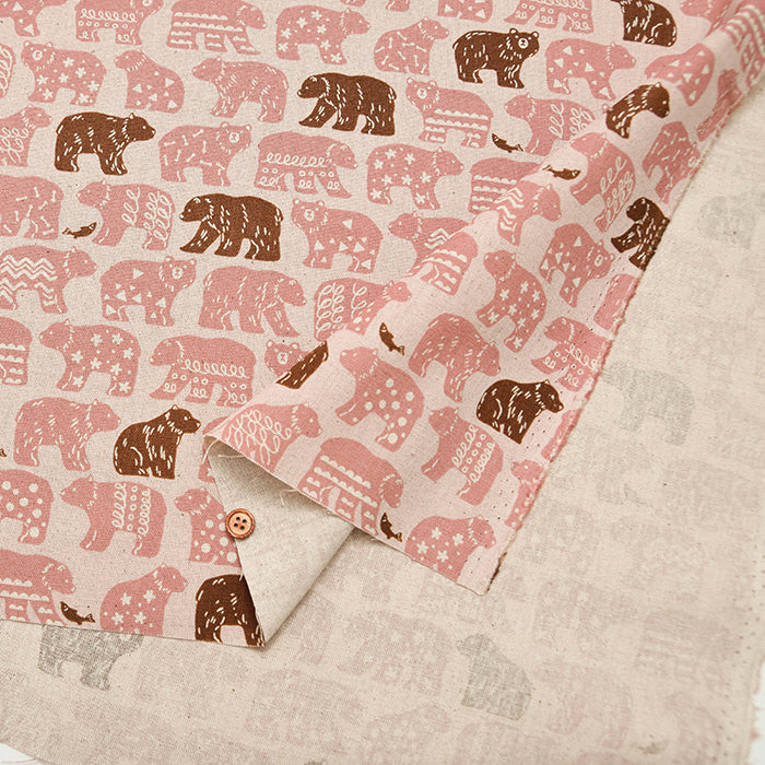 C/L Canvas Printed Fabric - Bear - nomura tailor