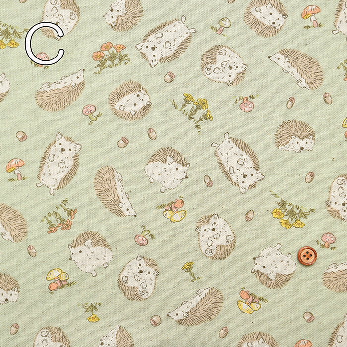 C/L Canvas Printed Fabric - Hedgehog - nomura tailor
