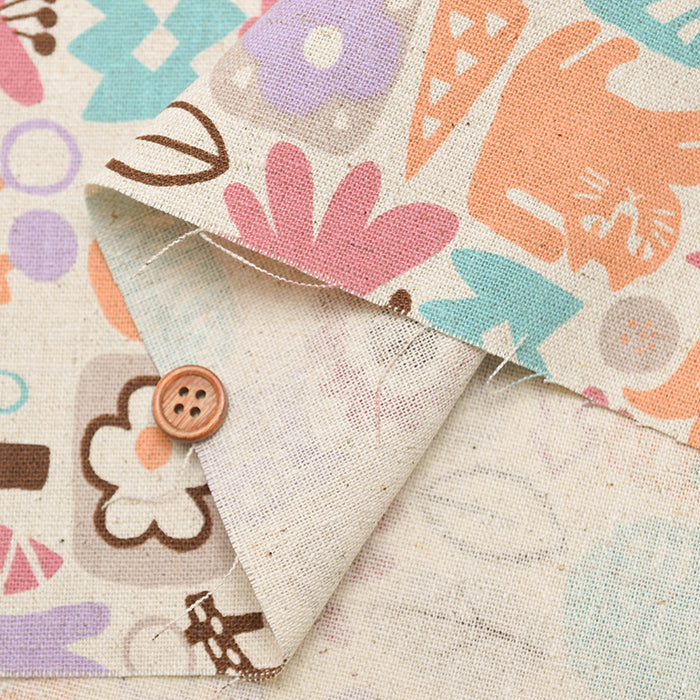 C/L Canvas Fabric - Cat and flowers - nomura tailor