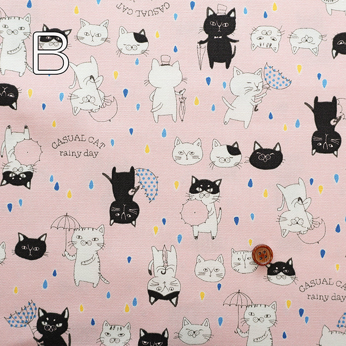 Cotton Oxford Fabric - Parasol Cat - nomura tailor