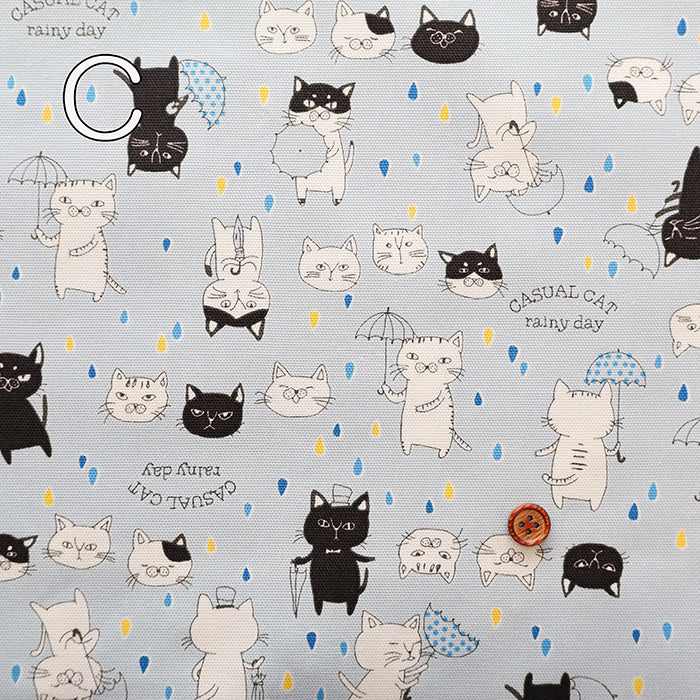 Cotton Oxford Fabric - Parasol Cat - nomura tailor