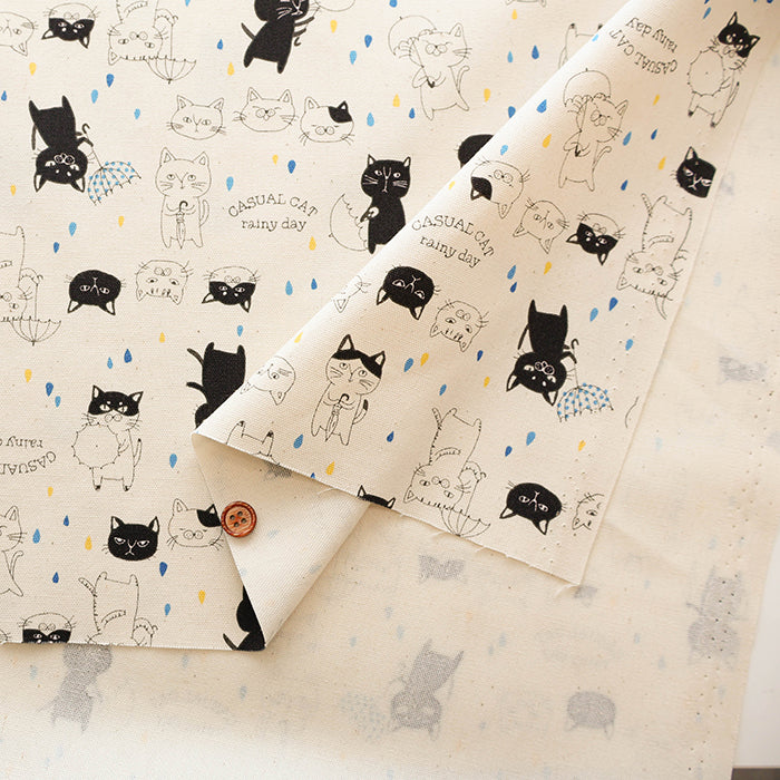 Cotton Oxford Fabric - Parasol Cat - nomura tailor