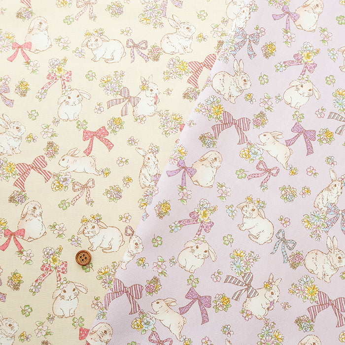 Cotton Oxford Fabric - Rabbit and Ribbon - nomura tailor
