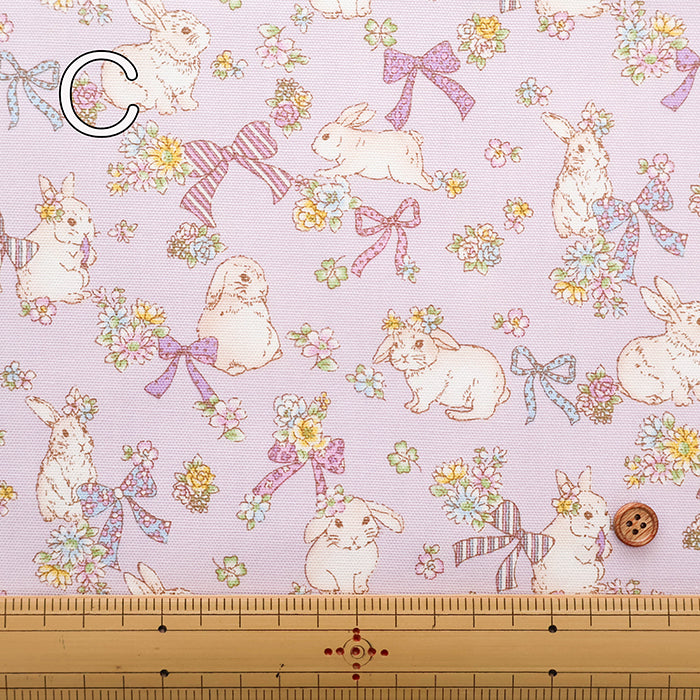 Cotton Oxford Fabric - Rabbit and Ribbon - nomura tailor