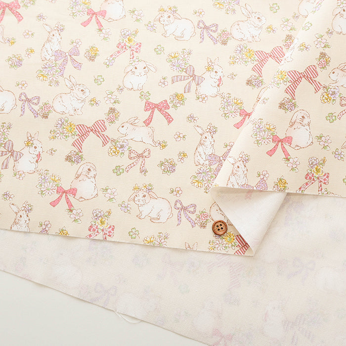 Cotton Oxford Fabric - Rabbit and Ribbon - nomura tailor