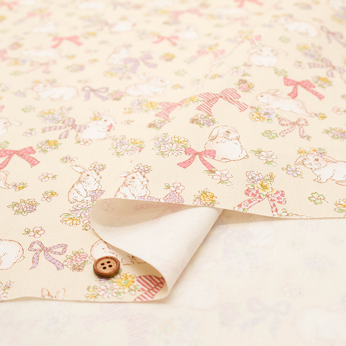 Cotton Oxford Fabric - Rabbit and Ribbon - nomura tailor
