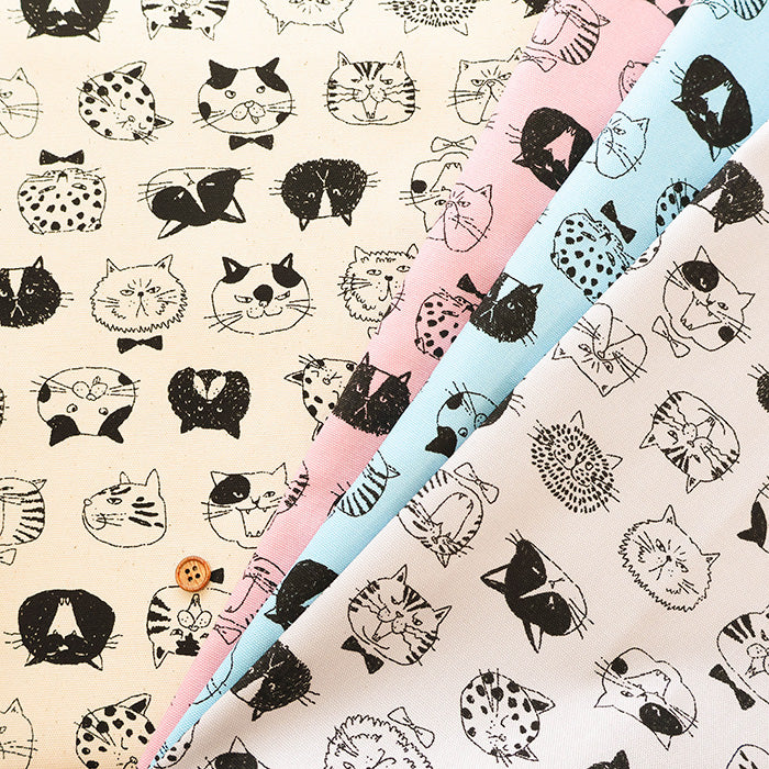 Cotton Oxford Fabric - Cat Face - nomura tailor