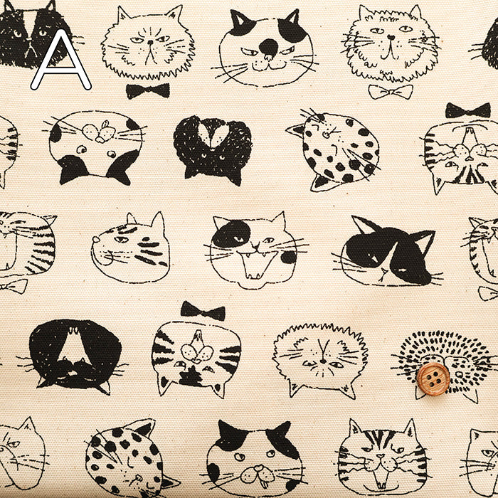 Cotton Oxford Fabric - Cat Face - nomura tailor