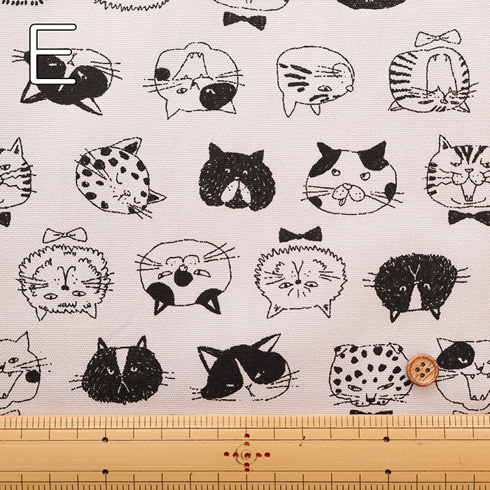 Cotton Oxford Fabric - Cat Face - nomura tailor