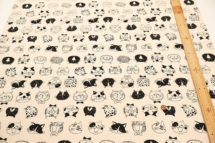 Cotton Oxford Fabric - Cat Face - nomura tailor