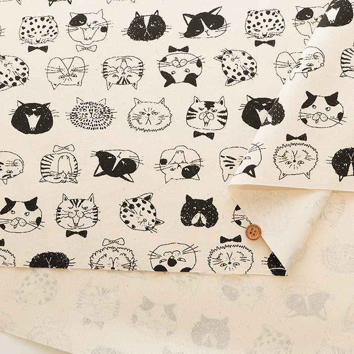 Cotton Oxford Fabric - Cat Face - nomura tailor