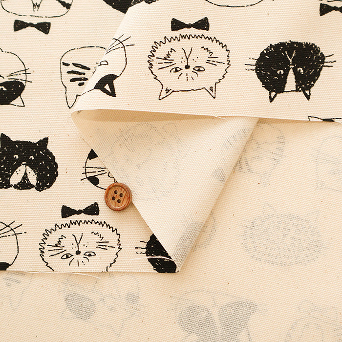 Cotton Oxford Fabric - Cat Face - nomura tailor