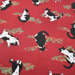 Cotton Dobby Fabric - Pine Tree and Cat - nomura tailor