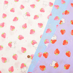 Cotton Double Gauze Print Fabric - Strawberry and Rabbit - nomura tailor