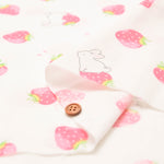Cotton Double Gauze Print Fabric - Strawberry and Rabbit - nomura tailor