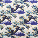 Cotton Dobby Fabric - Mount Fuji and Waves - nomura tailor