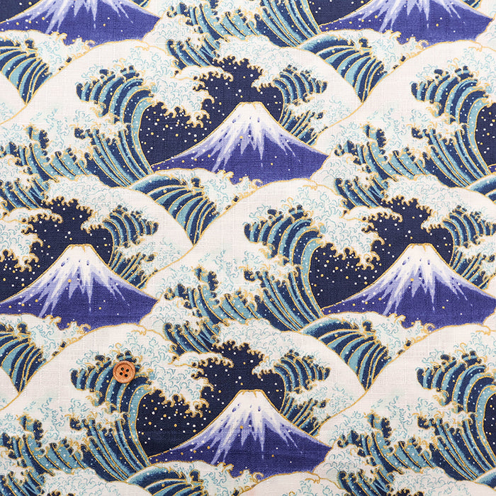 Cotton Dobby Fabric - Mount Fuji and Waves - nomura tailor
