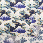 Cotton Dobby Fabric - Mount Fuji and Waves - nomura tailor