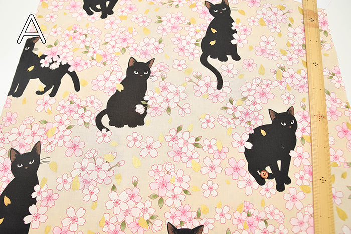Cotton Muslin Fabric - Blooming Orchids - Sakura and Cat - nomura tailor