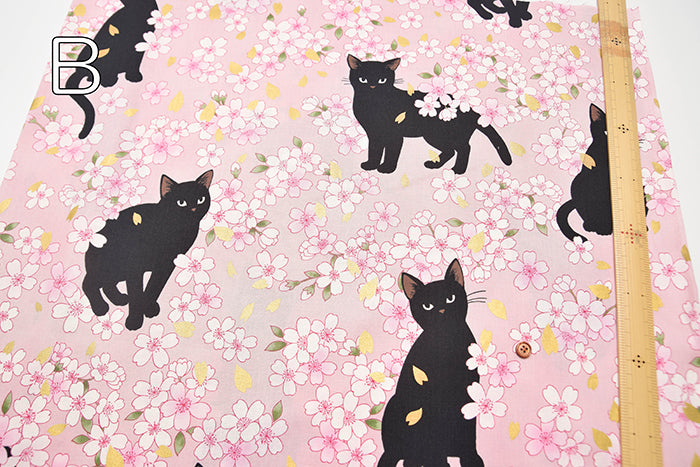 Cotton Muslin Fabric - Blooming Orchids - Sakura and Cat - nomura tailor