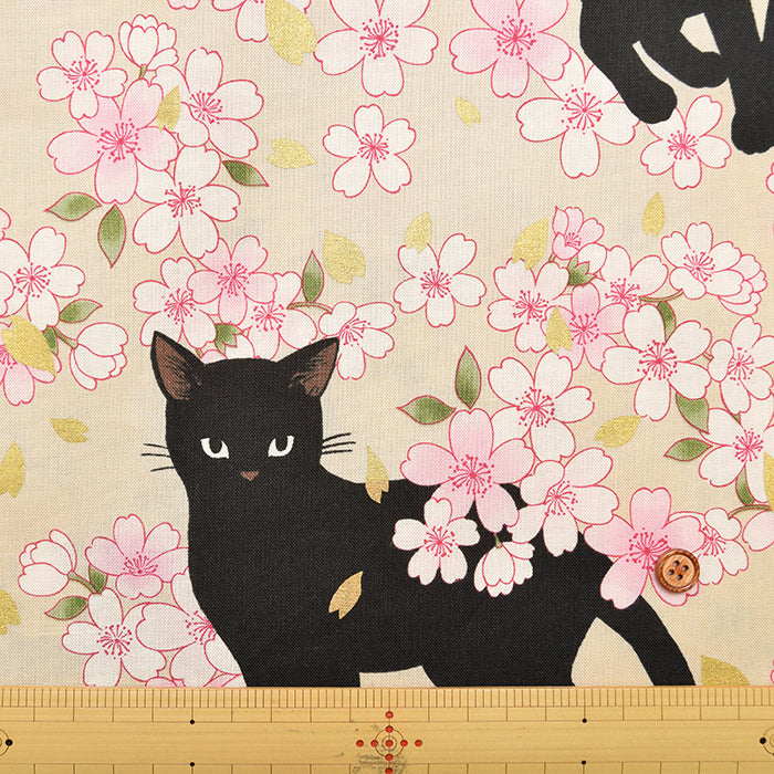 Cotton Muslin Fabric - Blooming Orchids - Sakura and Cat - nomura tailor
