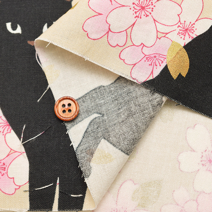 Cotton Muslin Fabric - Blooming Orchids - Sakura and Cat - nomura tailor