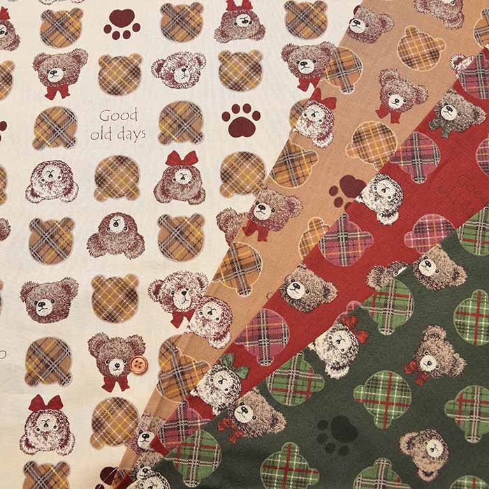 Cotton muslin Printed Fabric - un/no Bear - nomura tailor