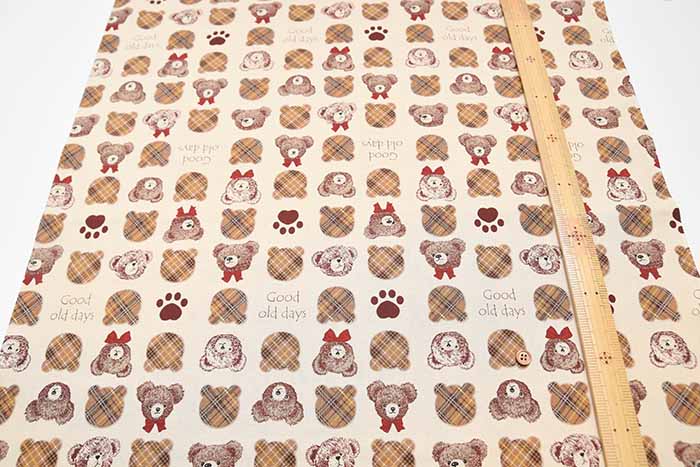 Cotton muslin Printed Fabric - un/no Bear - nomura tailor